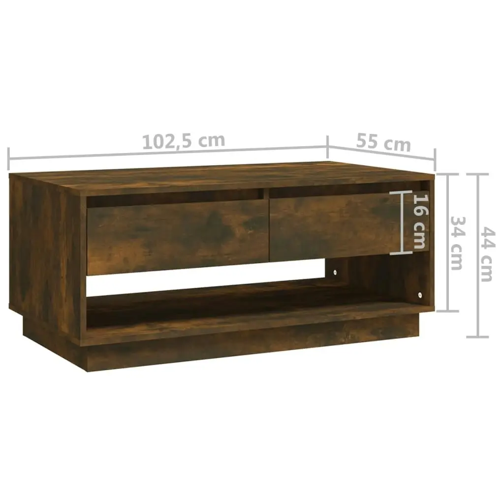 Coffee Table Smoked Oak 102.5x55x44 cm Engineered Wood 812978