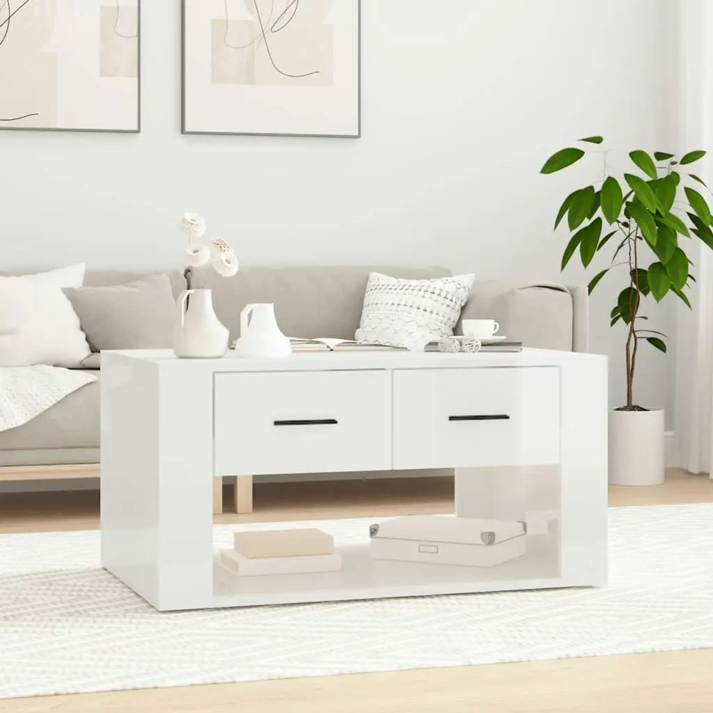 Coffee Table High Gloss White 80x50x40 cm Engineered Wood 816530