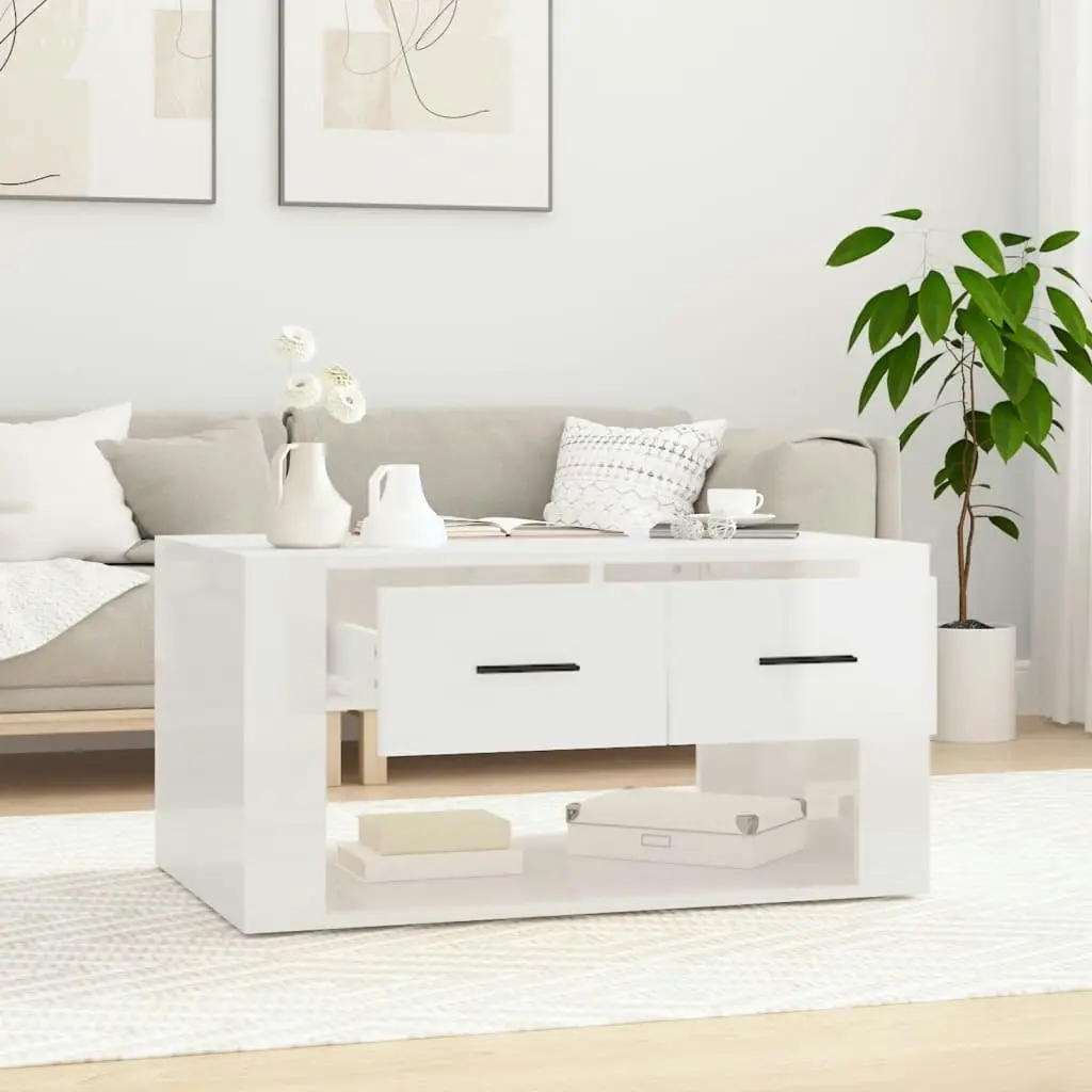 Coffee Table High Gloss White 80x50x40 cm Engineered Wood 816530