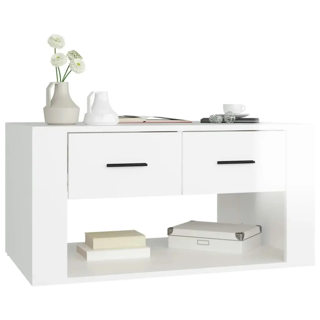 Coffee Table High Gloss White 80x50x40 cm Engineered Wood 816530