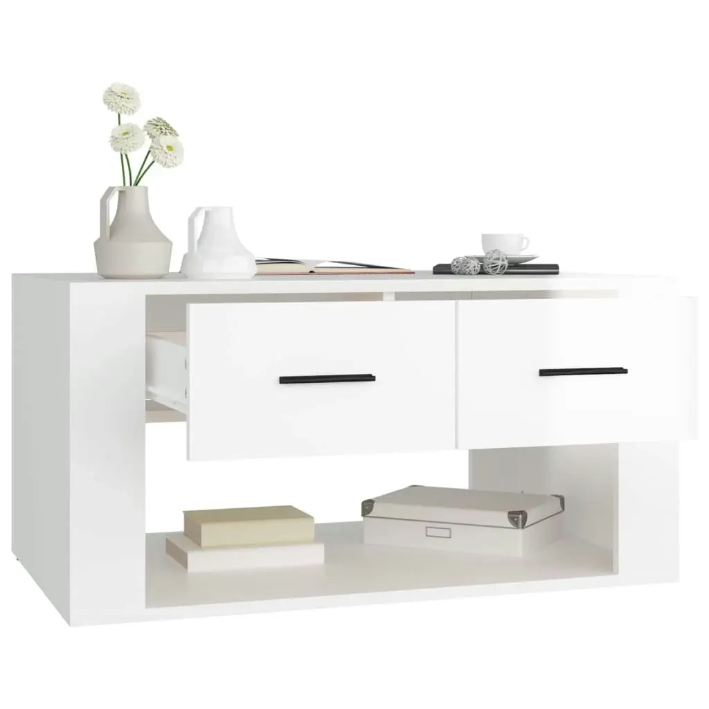 Coffee Table High Gloss White 80x50x40 cm Engineered Wood 816530