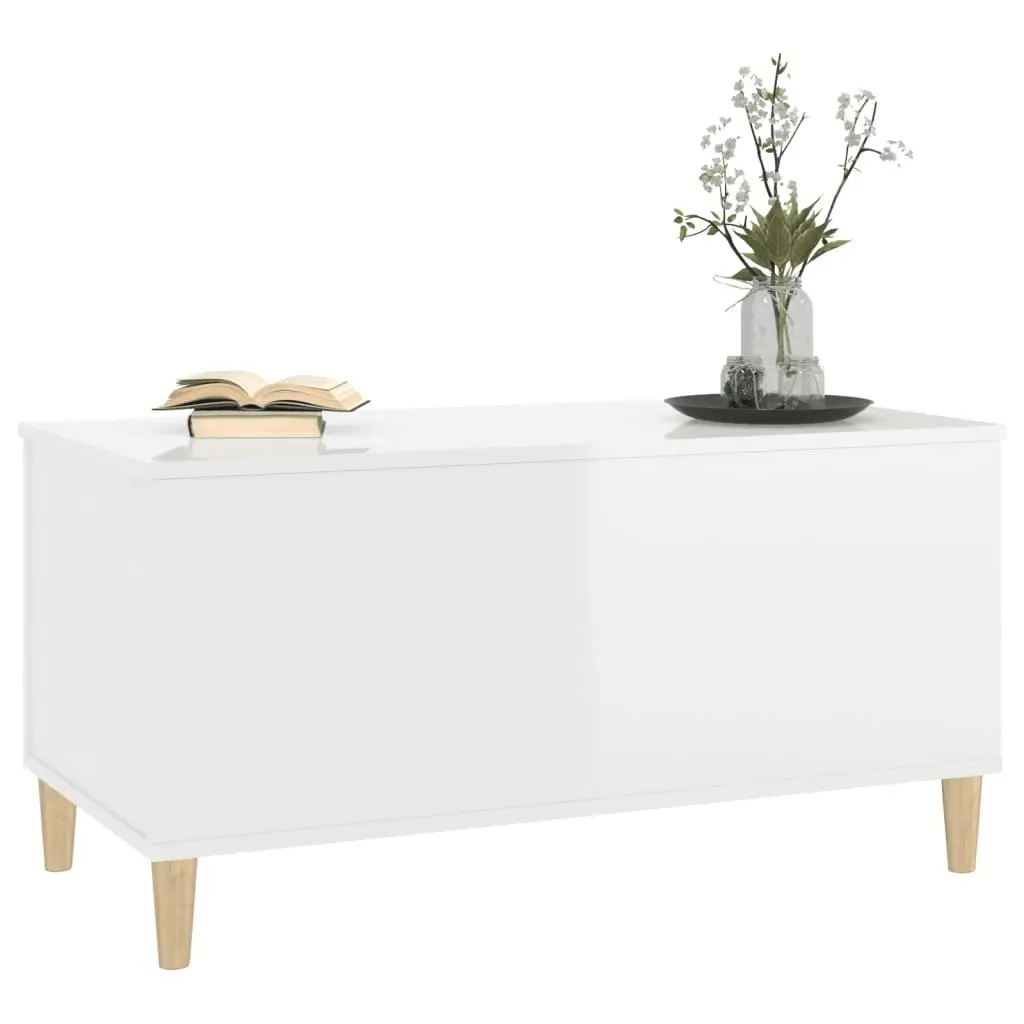 Coffee Table High Gloss White 90x44.5x45 cm Engineered Wood 819582