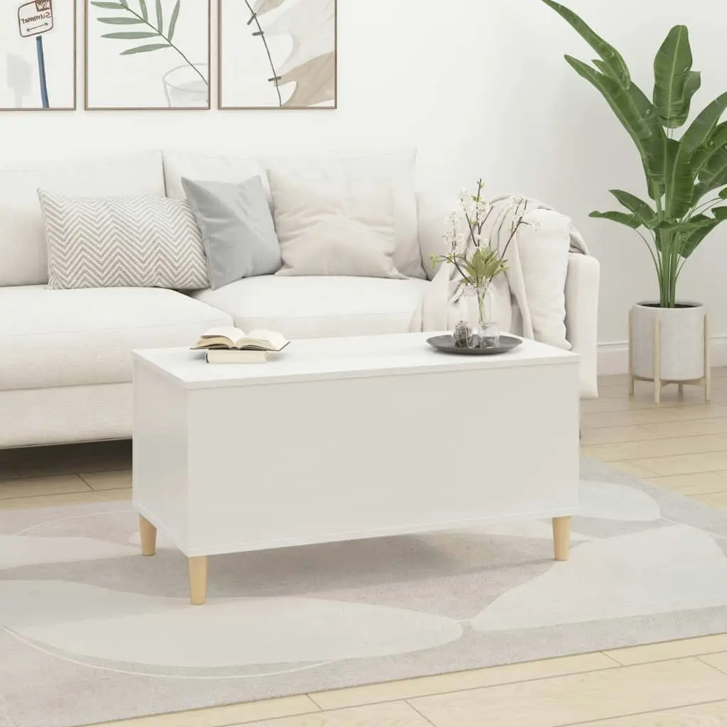 Coffee Table High Gloss White 90x44.5x45 cm Engineered Wood 819582