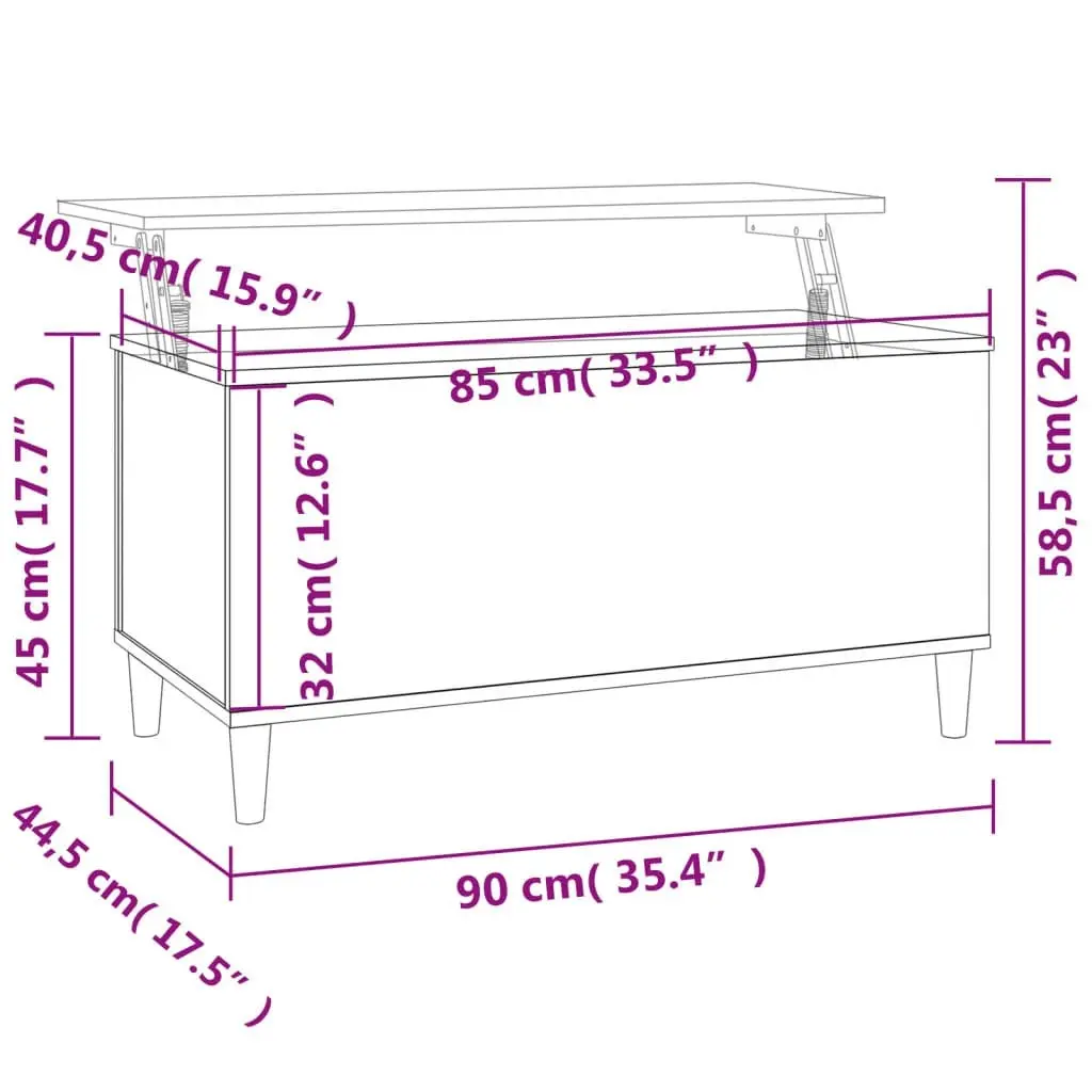 Coffee Table High Gloss White 90x44.5x45 cm Engineered Wood 819582