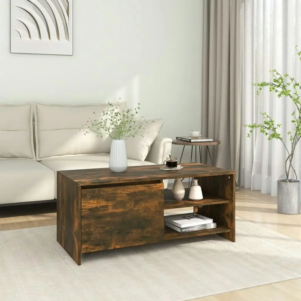 Coffee Table Smoked Oak 102x50x45 cm Engineered Wood 813032