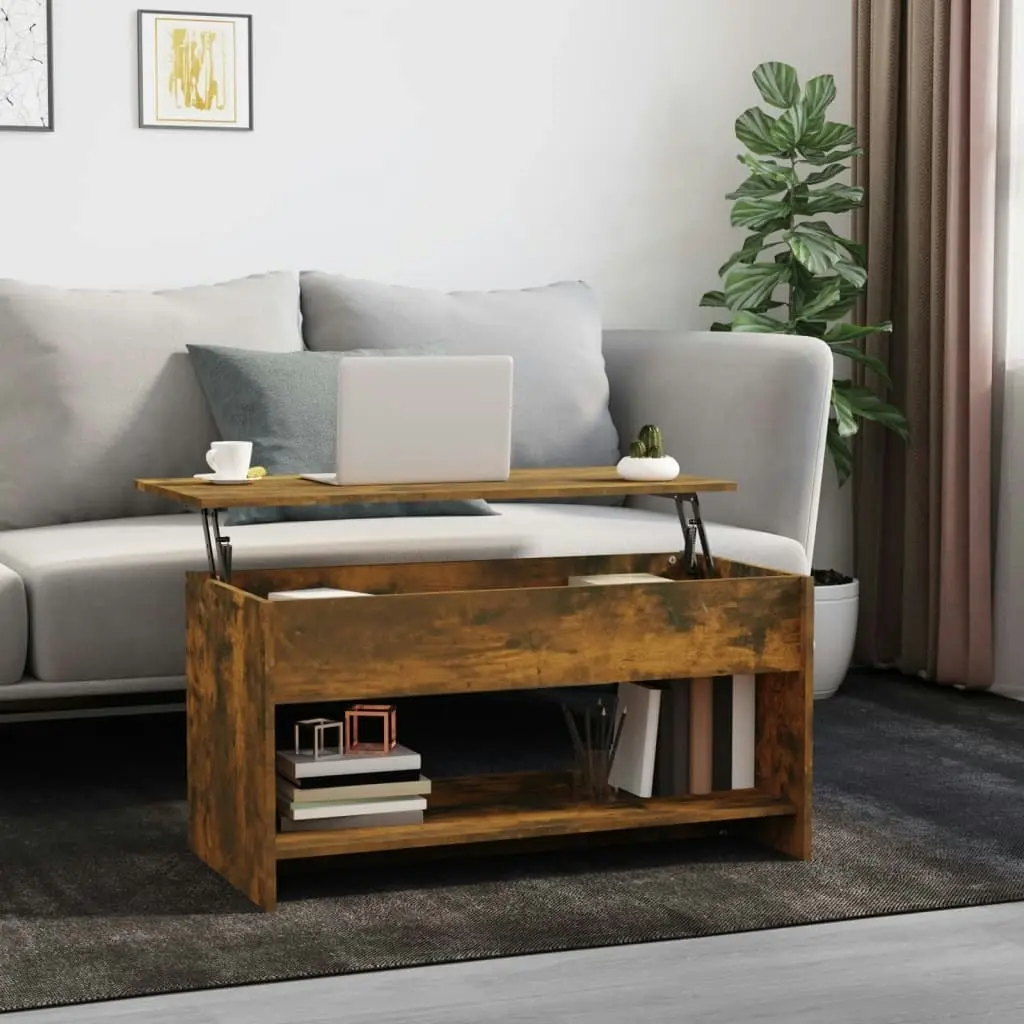 Coffee Table Smoked Oak 102x50x52.5 cm Engineered Wood 819290