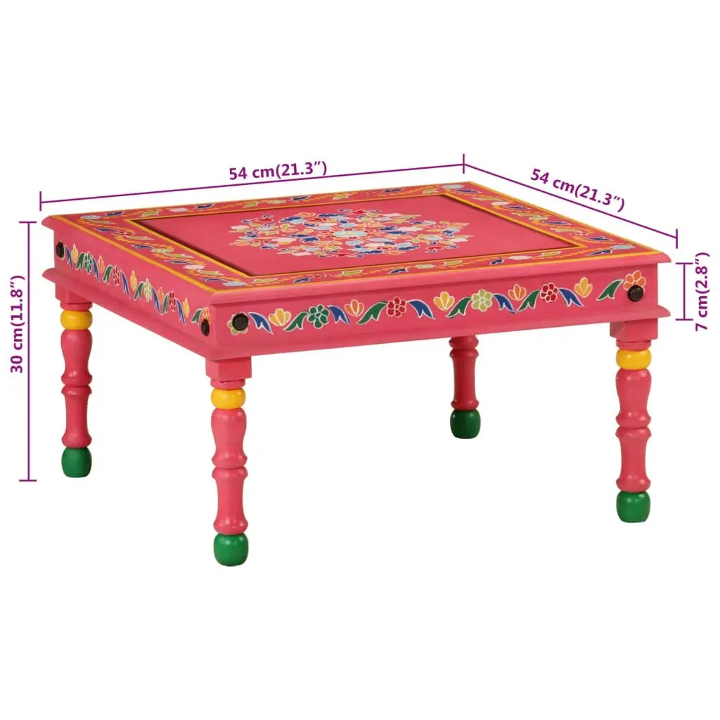 Coffee Table Pink Hand Painted Solid Wood Mango 353762