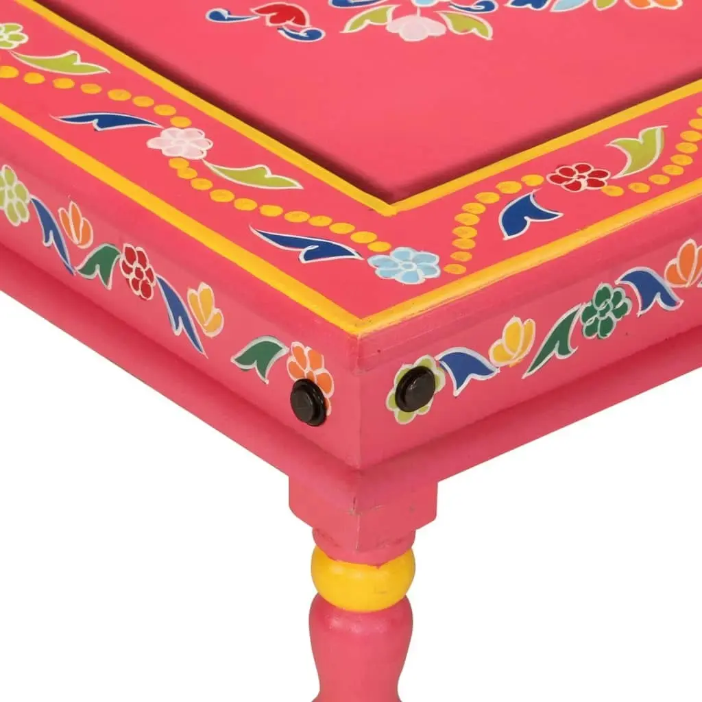 Coffee Table Pink Hand Painted Solid Wood Mango 353762