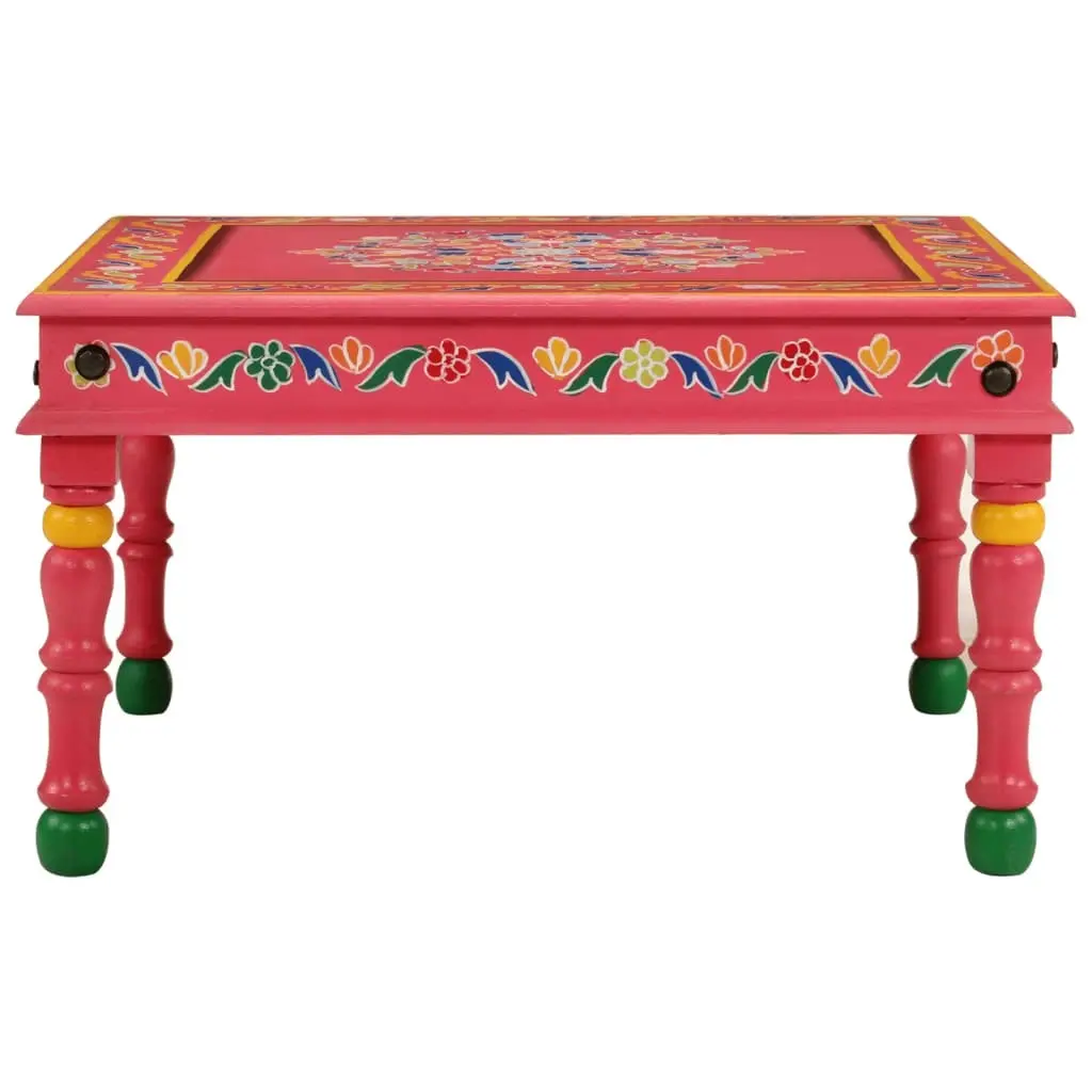 Coffee Table Pink Hand Painted Solid Wood Mango 353762