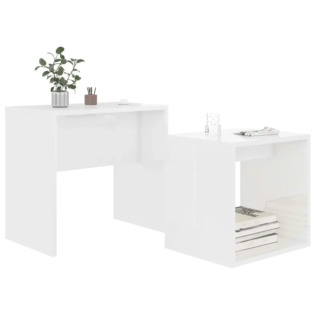 Coffee Table Set High Gloss White 48x30x45 cm Engineered Wood 802891