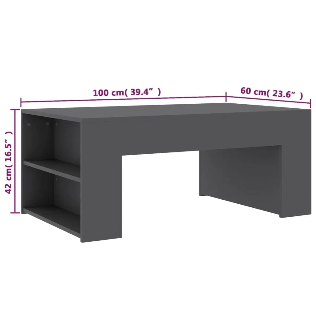 Coffee Table Grey 100x60x42 cm Engineered Wood 802113