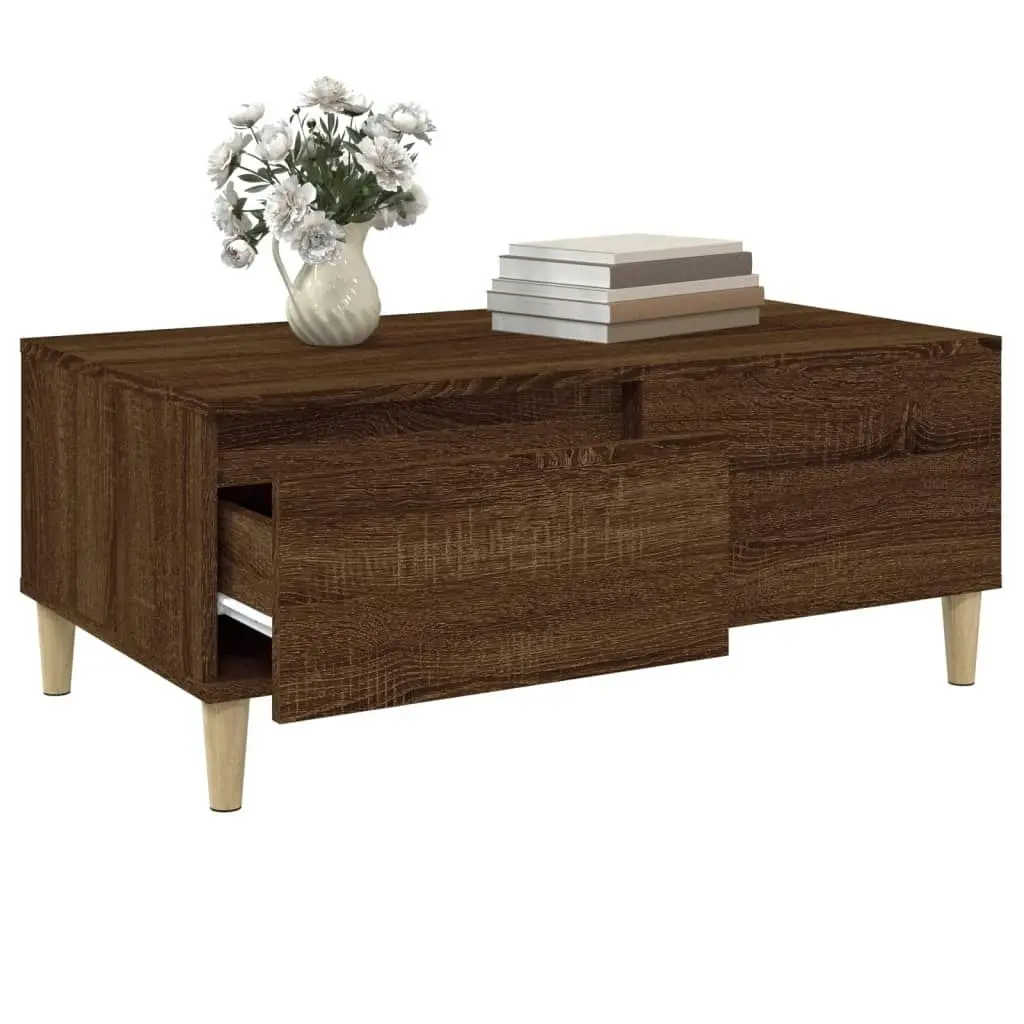 Coffee Table Brown Oak 90x50x36.5 cm Engineered Wood 821115