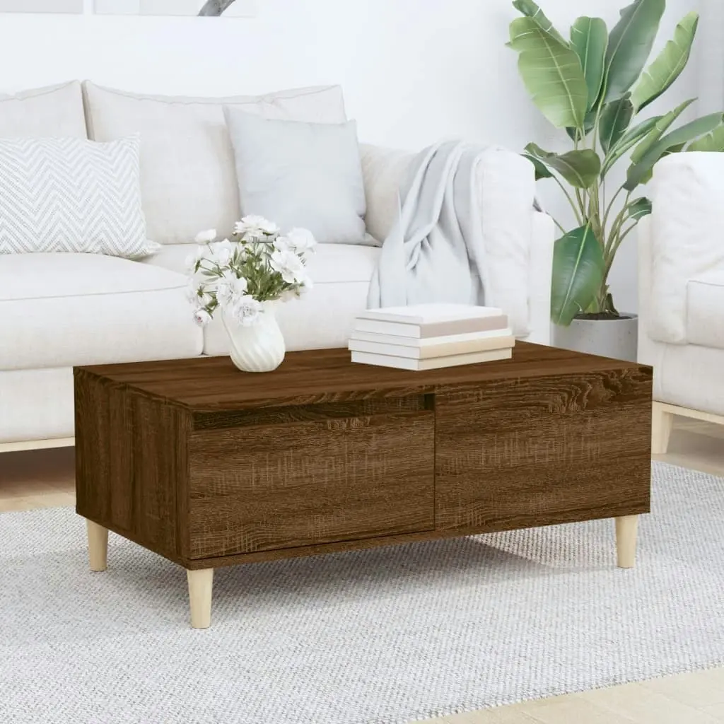 Coffee Table Brown Oak 90x50x36.5 cm Engineered Wood 821115