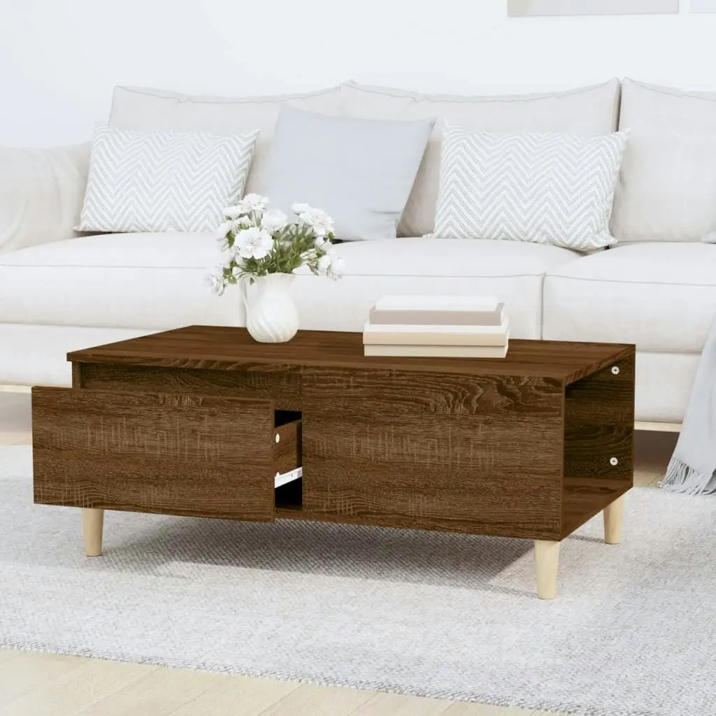 Coffee Table Brown Oak 90x50x36.5 cm Engineered Wood 821115