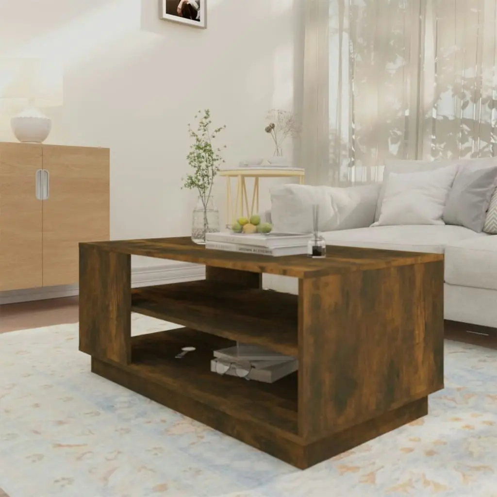 Coffee Table Smoked Oak 102x55x43 cm Engineered Wood 813083