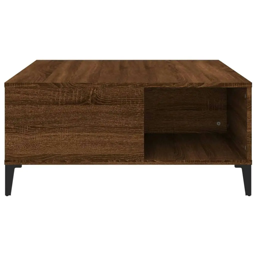 Coffee Table Brown Oak 80x80x36.5 cm Engineered Wood 821107