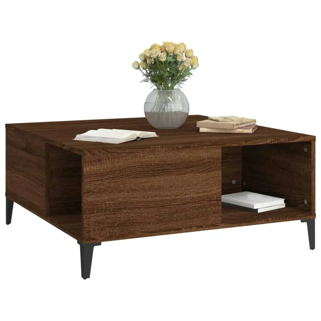 Coffee Table Brown Oak 80x80x36.5 cm Engineered Wood 821107