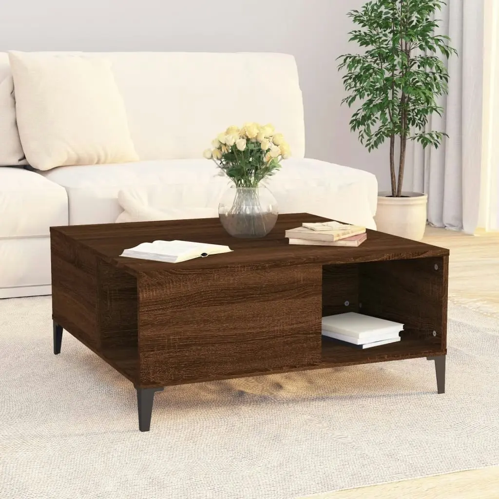 Coffee Table Brown Oak 80x80x36.5 cm Engineered Wood 821107