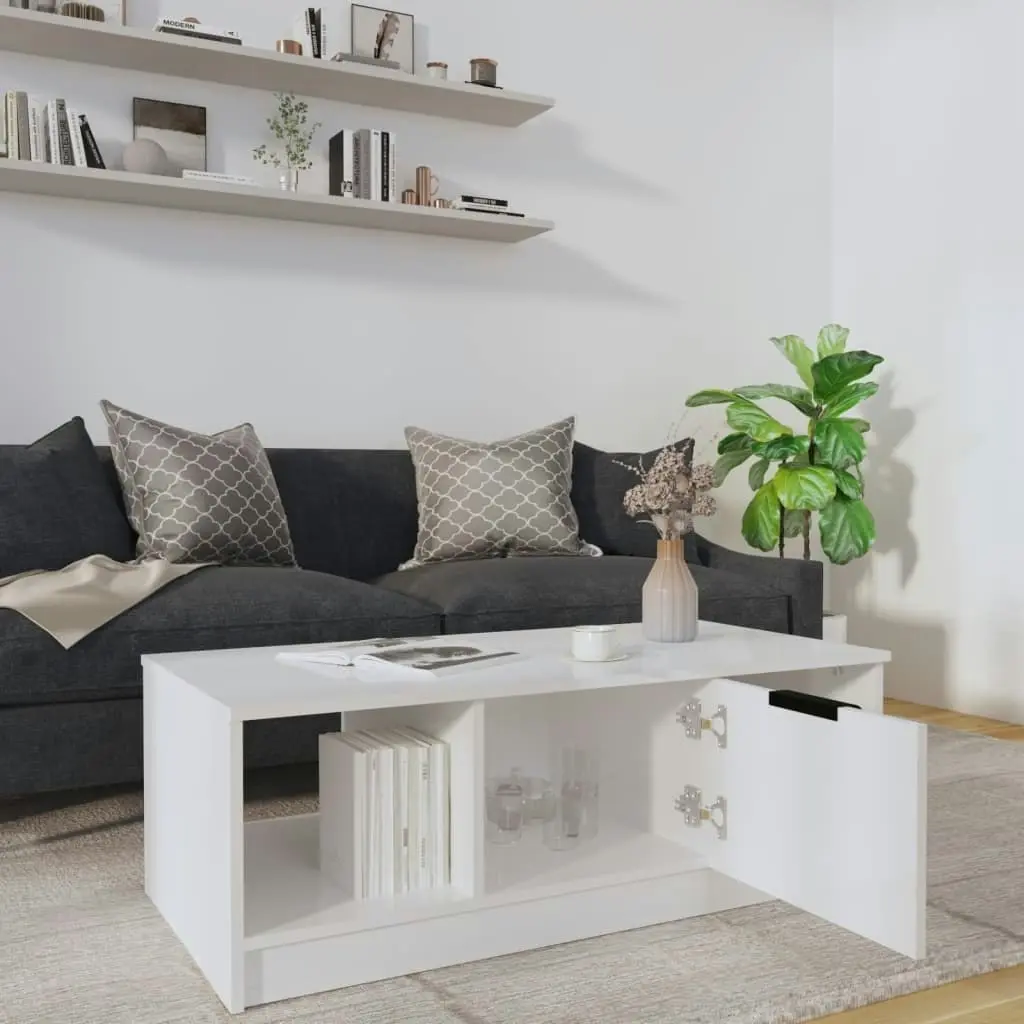 Coffee Table High Gloss White 102x50x36 cm Engineered Wood 811355