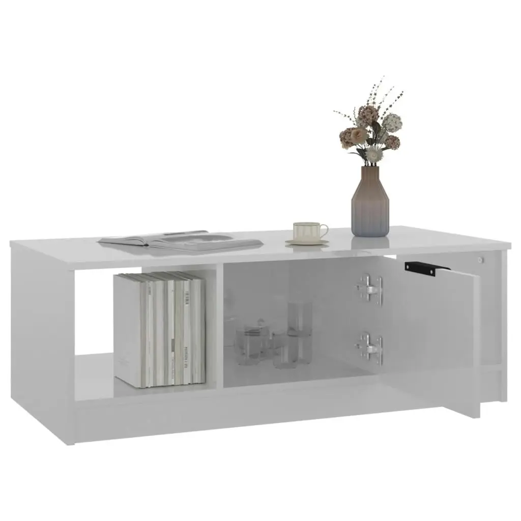 Coffee Table High Gloss White 102x50x36 cm Engineered Wood 811355