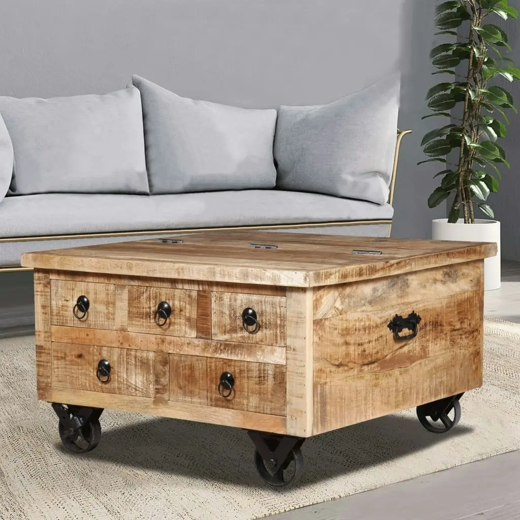 Coffee Table Rough Mango Wood 70x70x40 cm 243979