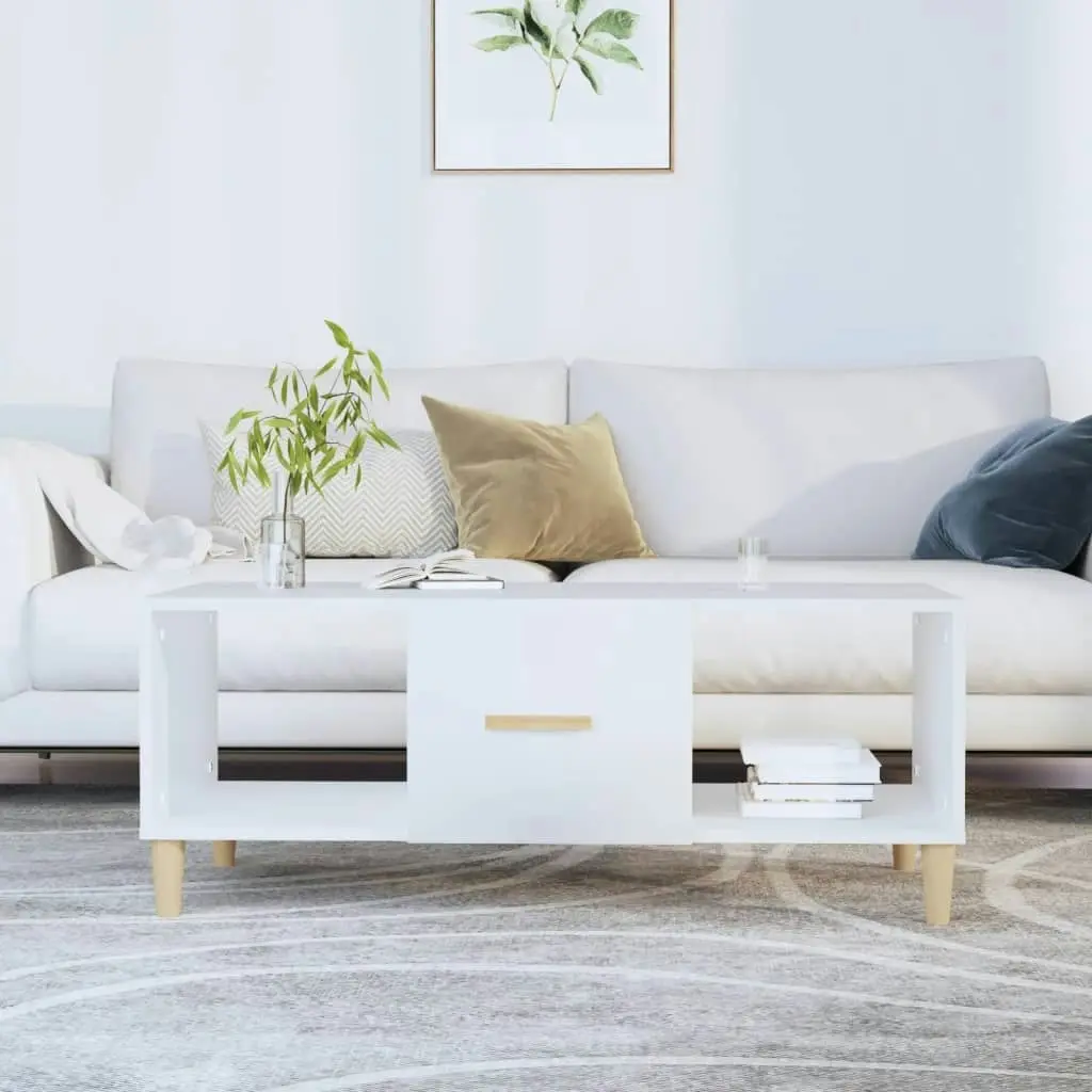 Coffee Table White 102x50x40 cm Engineered Wood 812690