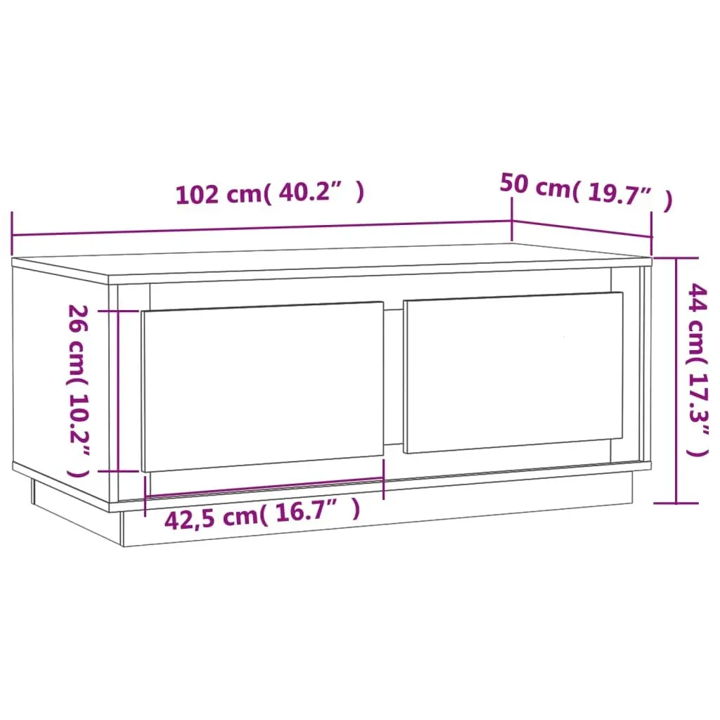 Coffee Table Sonoma Oak 102x50x44 cm Engineered Wood 819879