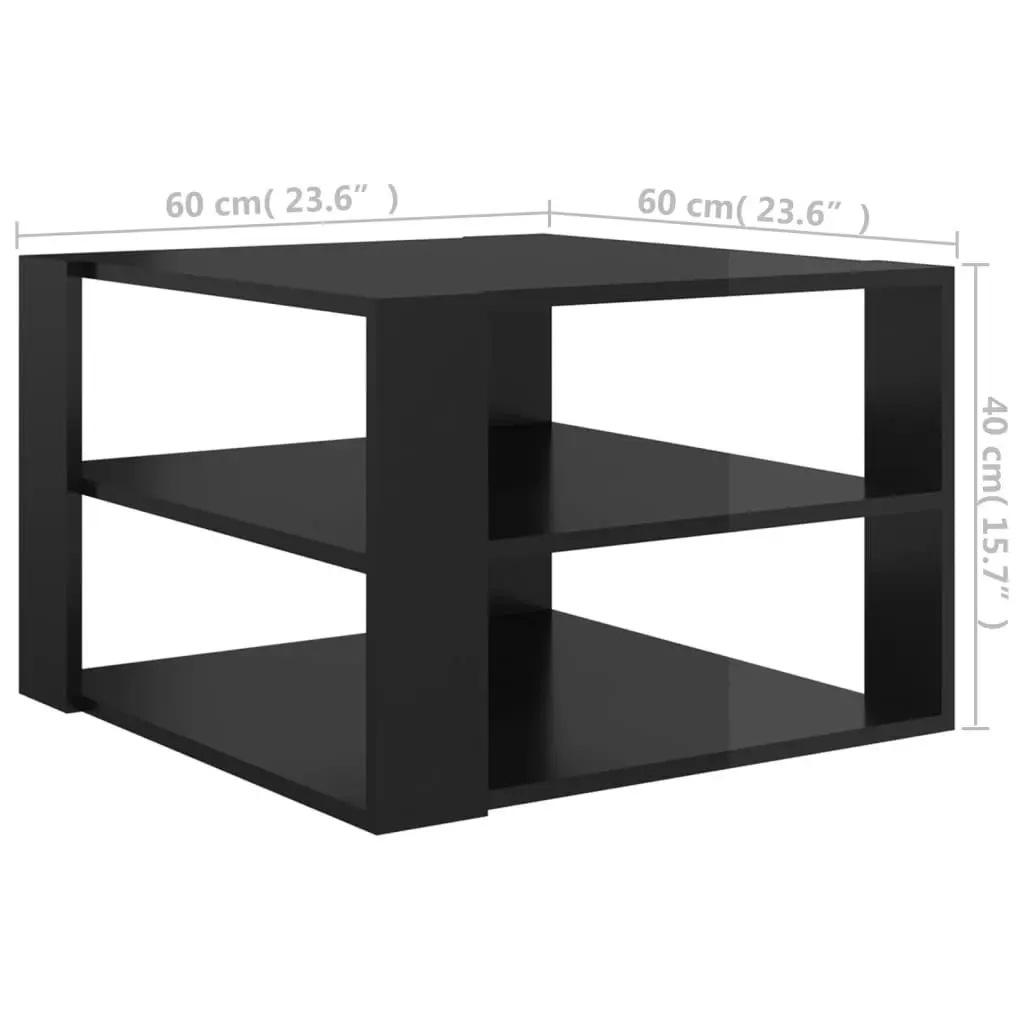 Coffee Table High Gloss Black 60x60x40 cm Engineered Wood 806326