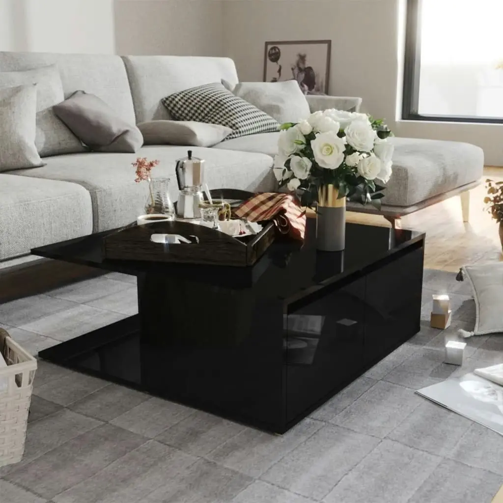 Coffee Table High Gloss Black 80x80x31 cm Engineered Wood 806883