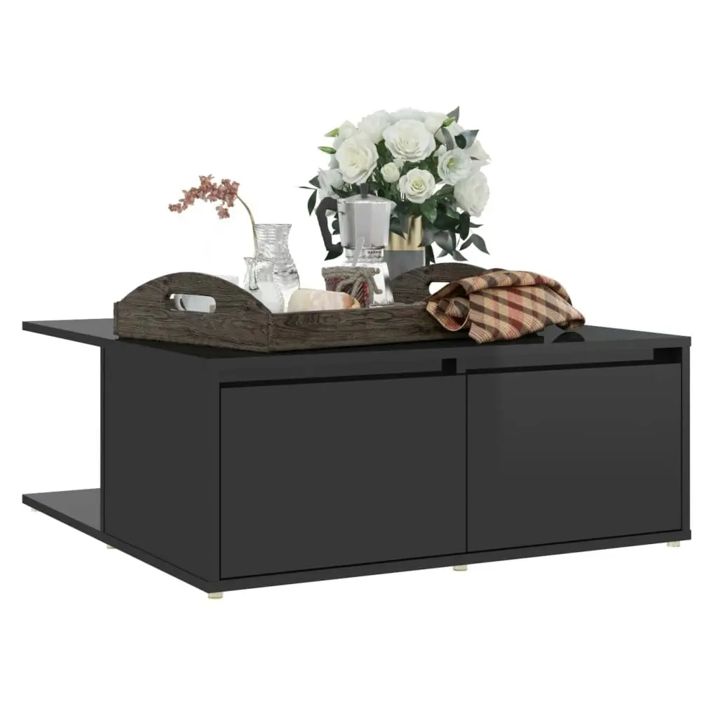 Coffee Table High Gloss Black 80x80x31 cm Engineered Wood 806883