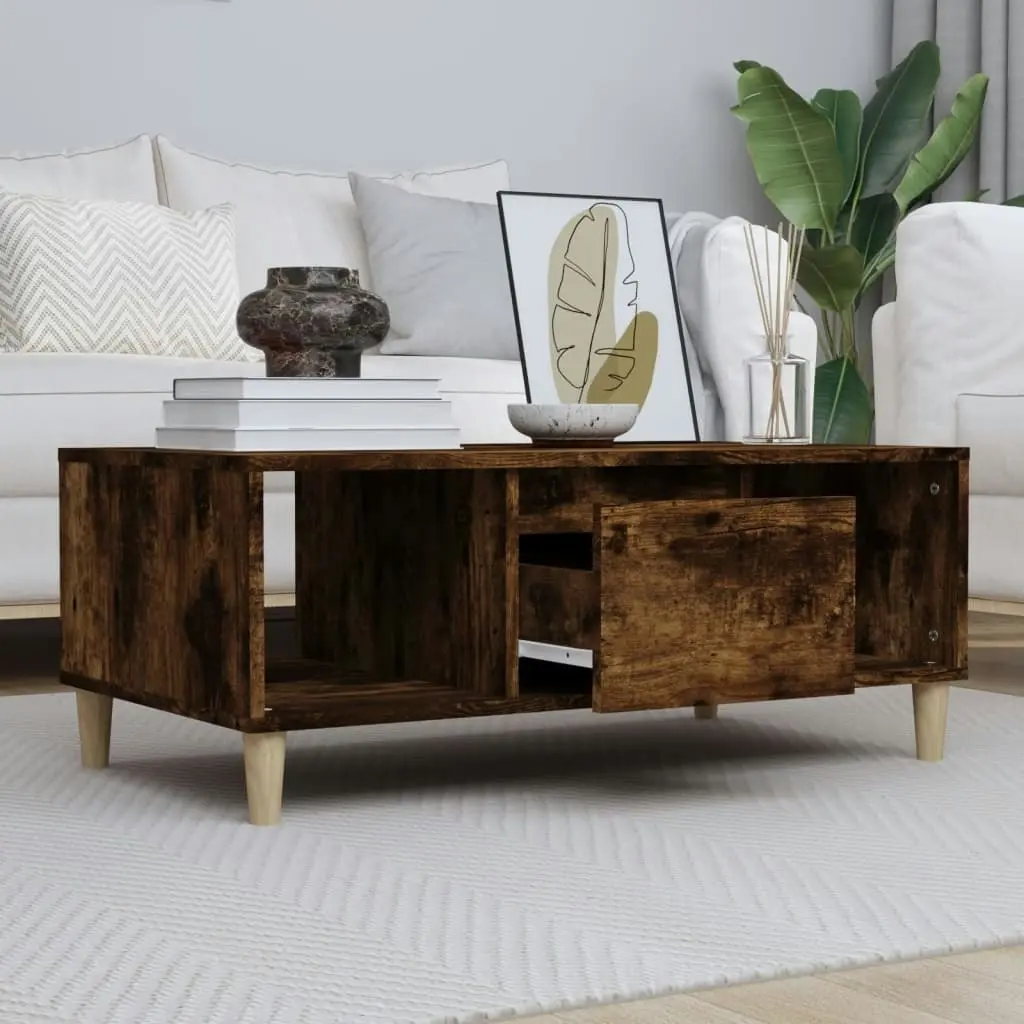 Coffee Table Smoked Oak 90x50x36.5 cm Engineered Wood 821065