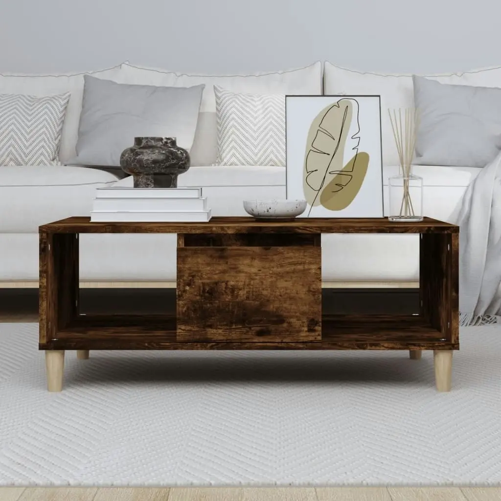 Coffee Table Smoked Oak 90x50x36.5 cm Engineered Wood 821065