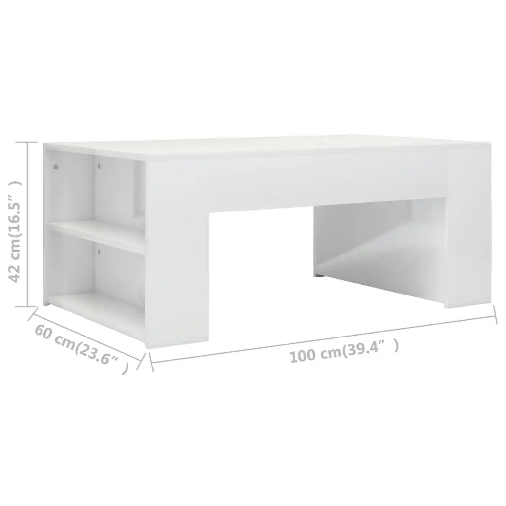 Coffee Table High Gloss White 100x60x42 cm Engineered Wood 802117