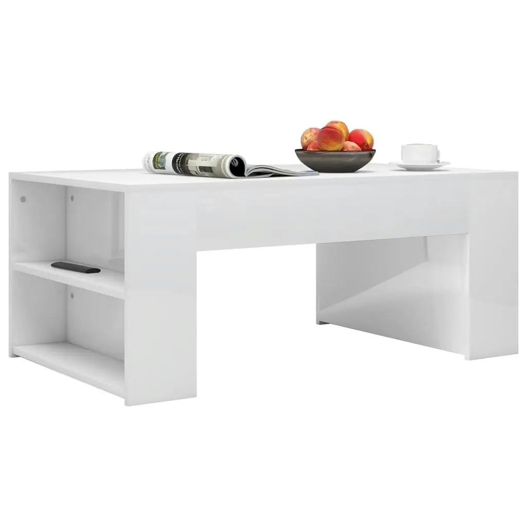 Coffee Table High Gloss White 100x60x42 cm Engineered Wood 802117