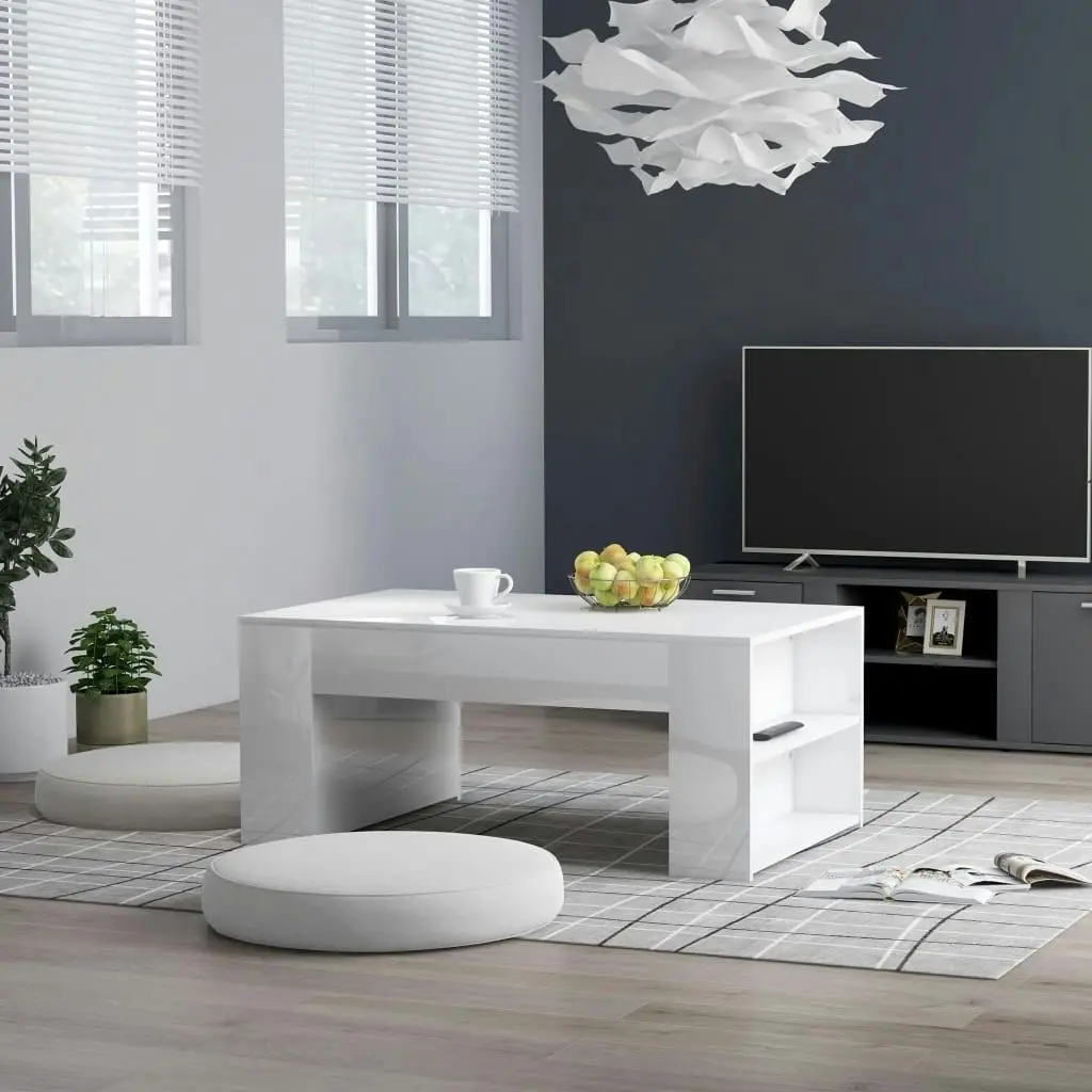 Coffee Table High Gloss White 100x60x42 cm Engineered Wood 802117