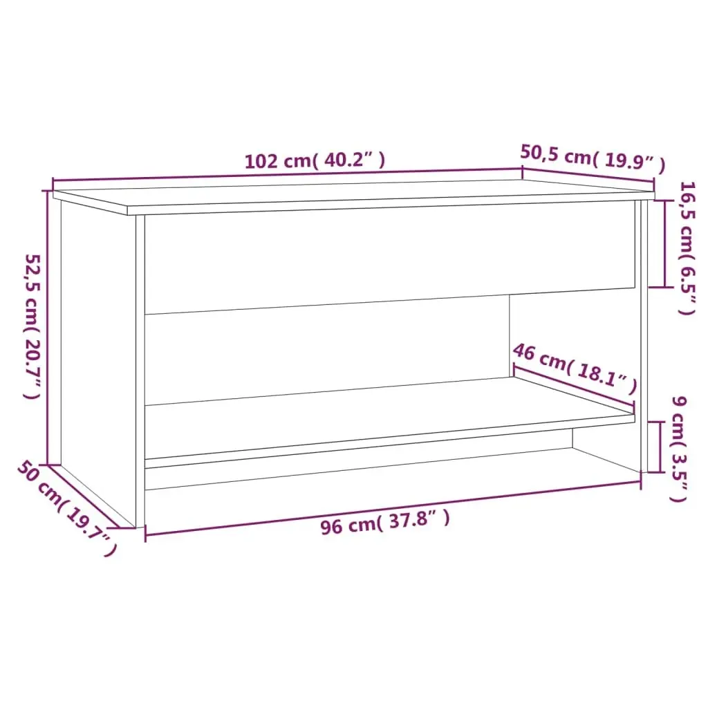 Coffee Table High Gloss White 102x50x52.5 cm Engineered Wood 809653