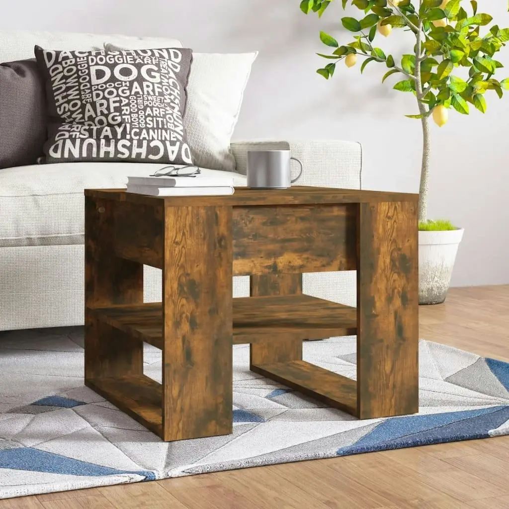 Coffee Table Smoked Oak 55.5x55x45 cm Engineered Wood 816931