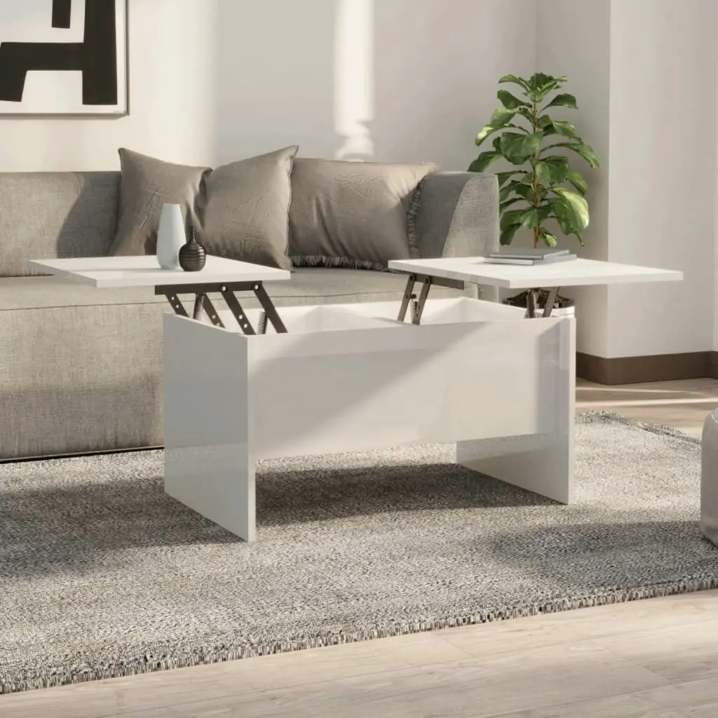 Coffee Table High Gloss White 80x50x42.5 cm Engineered Wood 809734