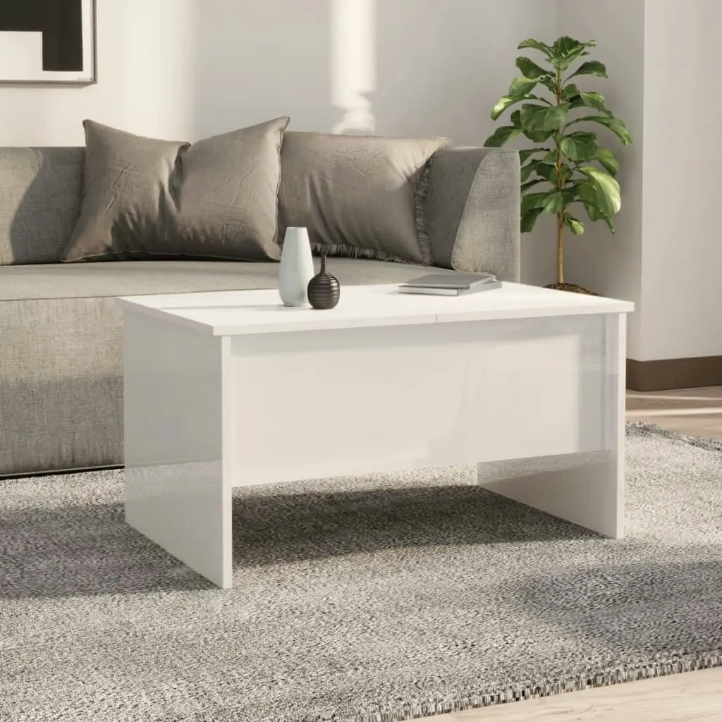 Coffee Table High Gloss White 80x50x42.5 cm Engineered Wood 809734