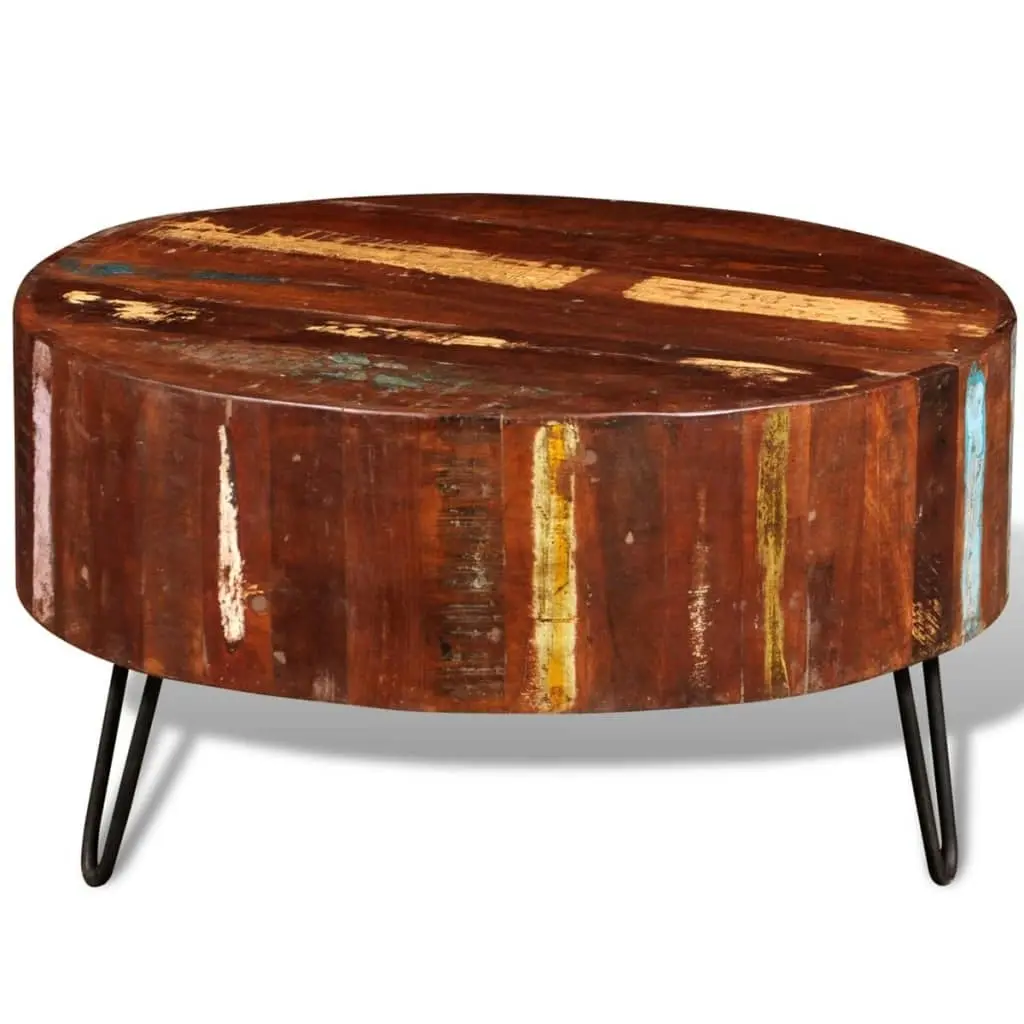 Coffee Table Solid Reclaimed Wood Round 241626