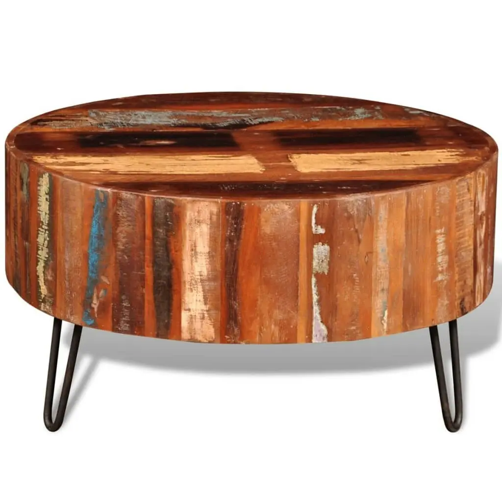 Coffee Table Solid Reclaimed Wood Round 241626