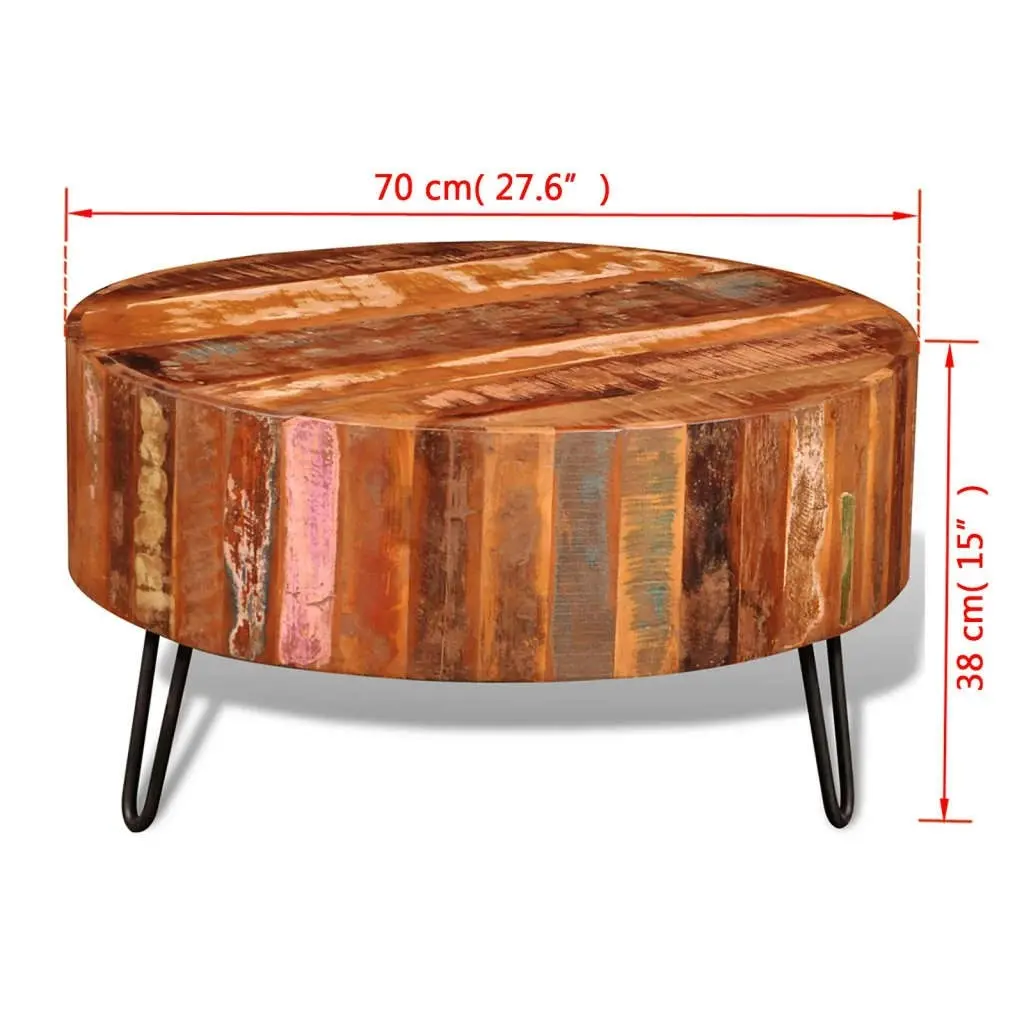 Coffee Table Solid Reclaimed Wood Round 241626