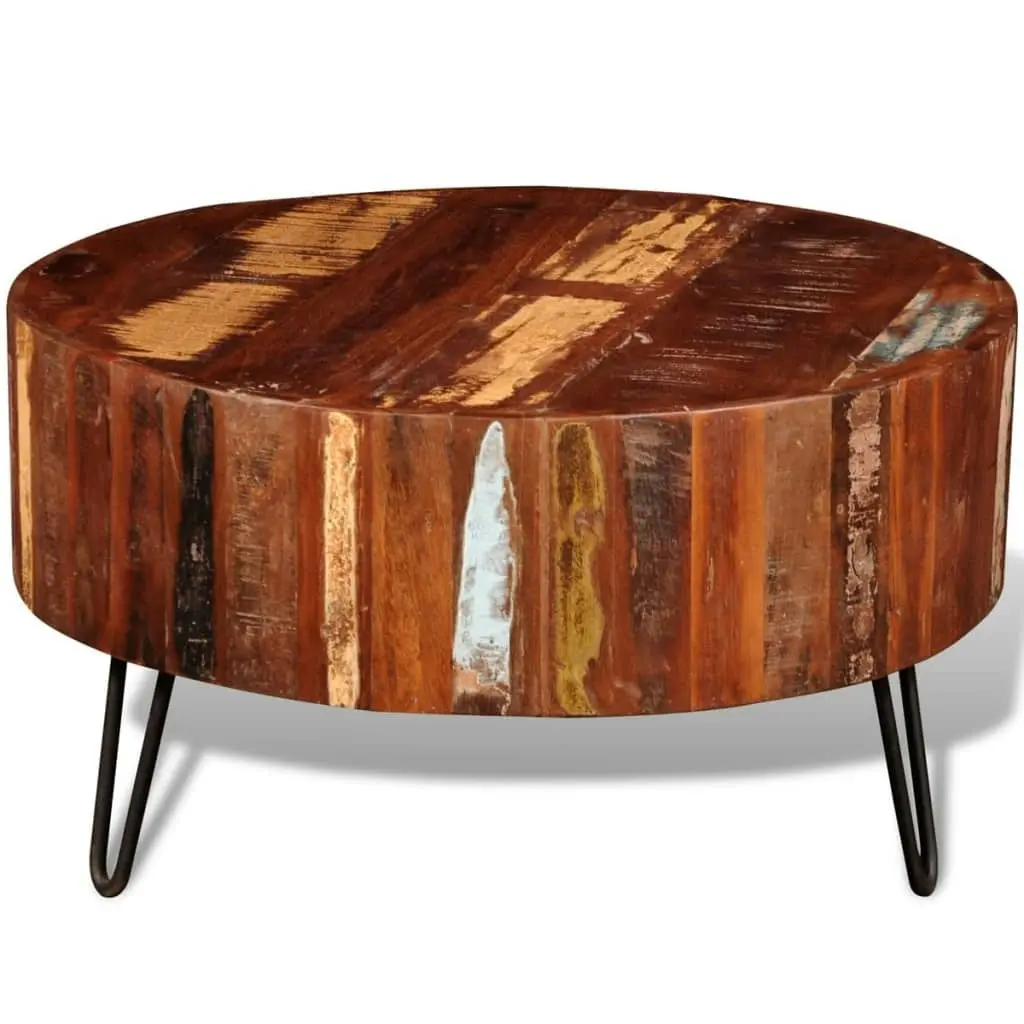 Coffee Table Solid Reclaimed Wood Round 241626