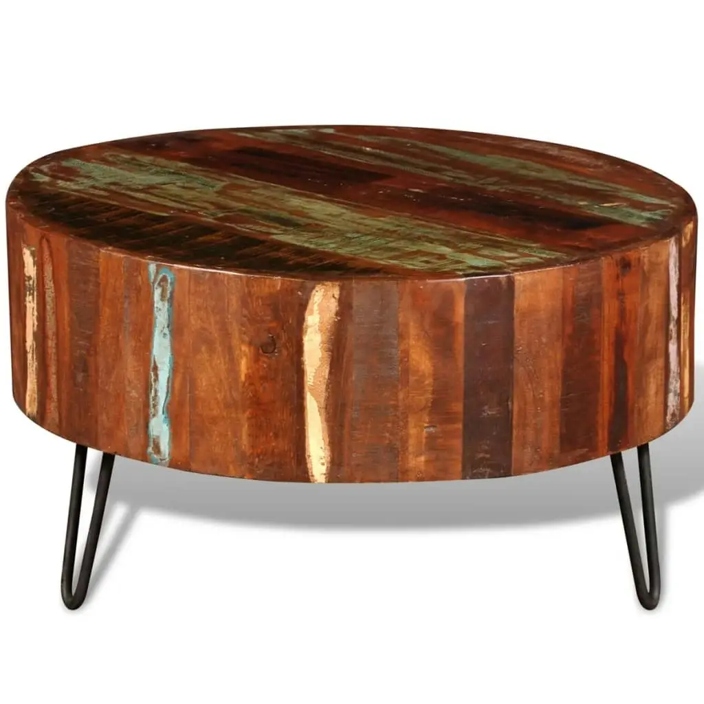 Coffee Table Solid Reclaimed Wood Round 241626