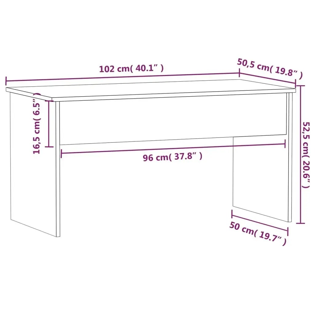 Coffee Table High Gloss White 102x50.5x52.5 cm Engineered Wood 809635