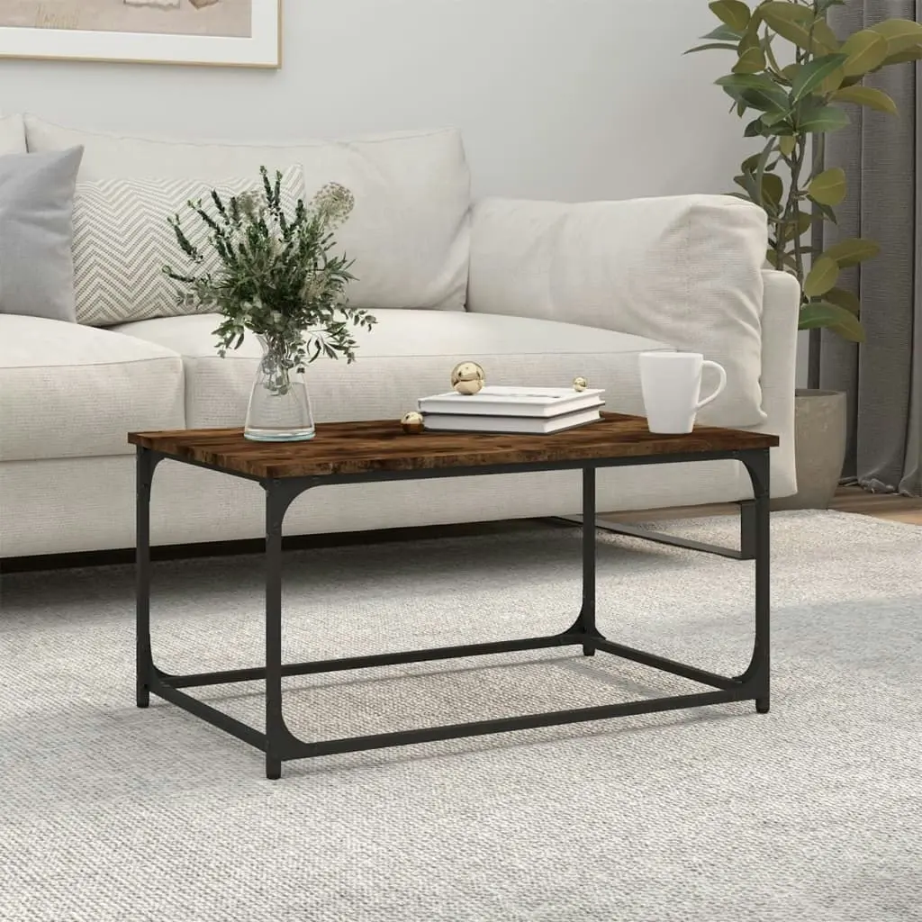 Coffee Table Smoked Oak 80x50x40 cm Engineered Wood and Iron 823294