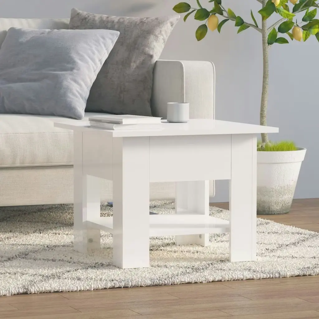 Coffee Table High Gloss White 55x55x42 cm Engineered Wood 810268