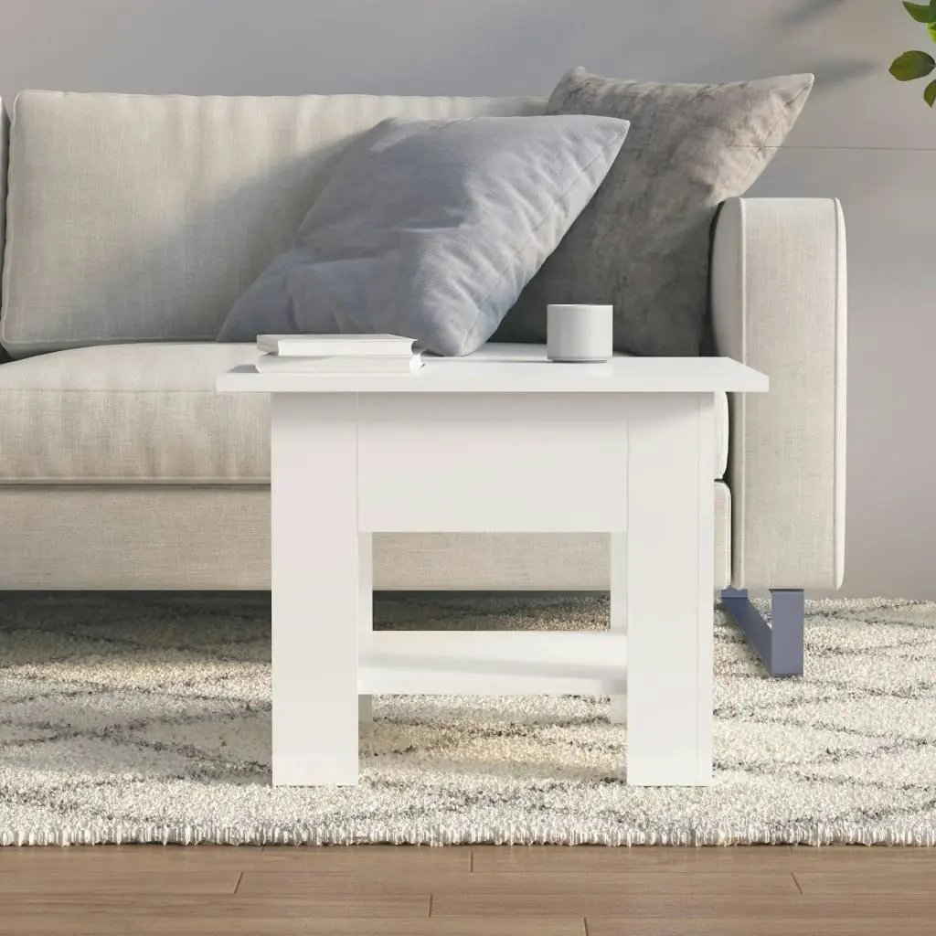 Coffee Table High Gloss White 55x55x42 cm Engineered Wood 810268