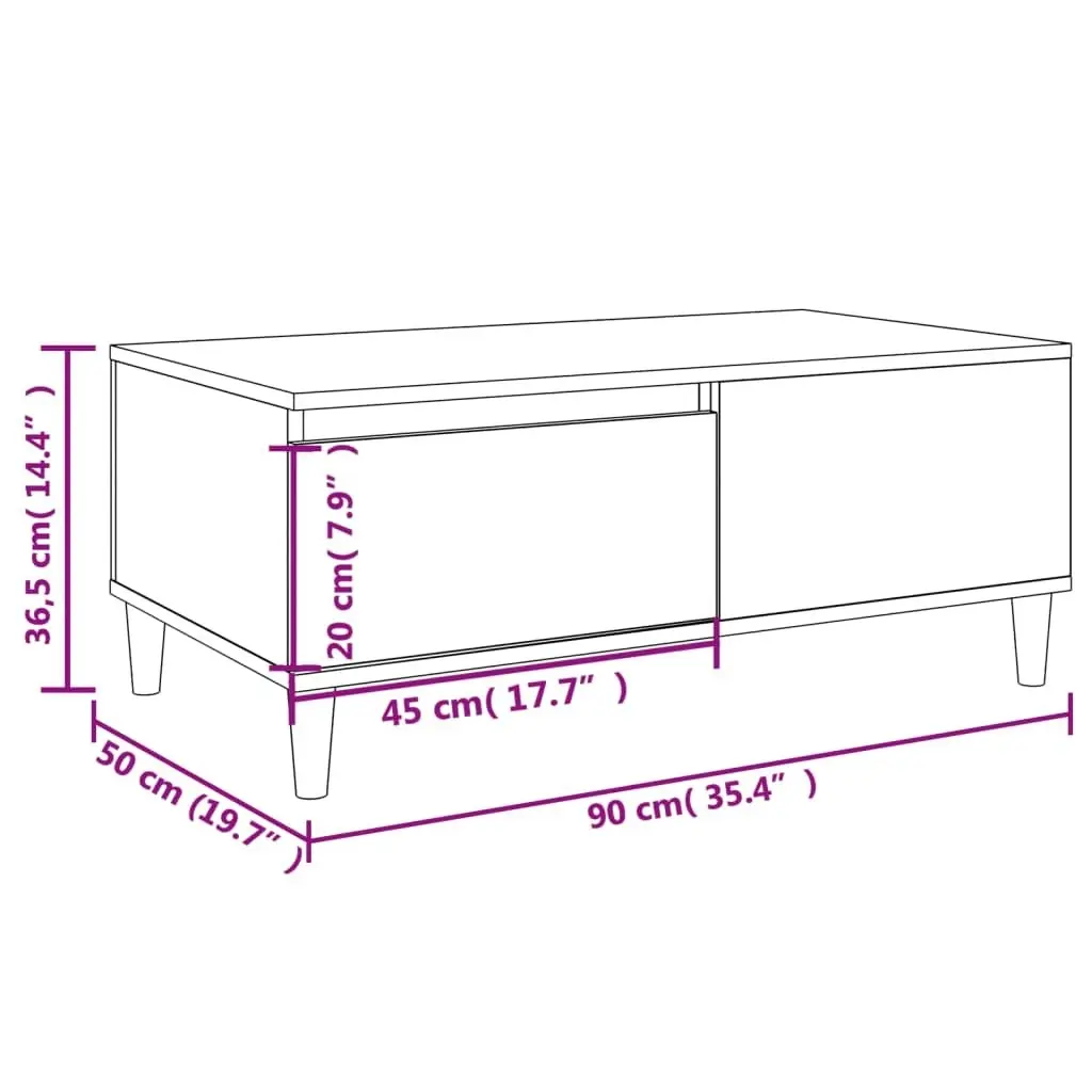 Coffee Table Grey Sonoma 90x50x36.5 cm Engineered Wood 821114