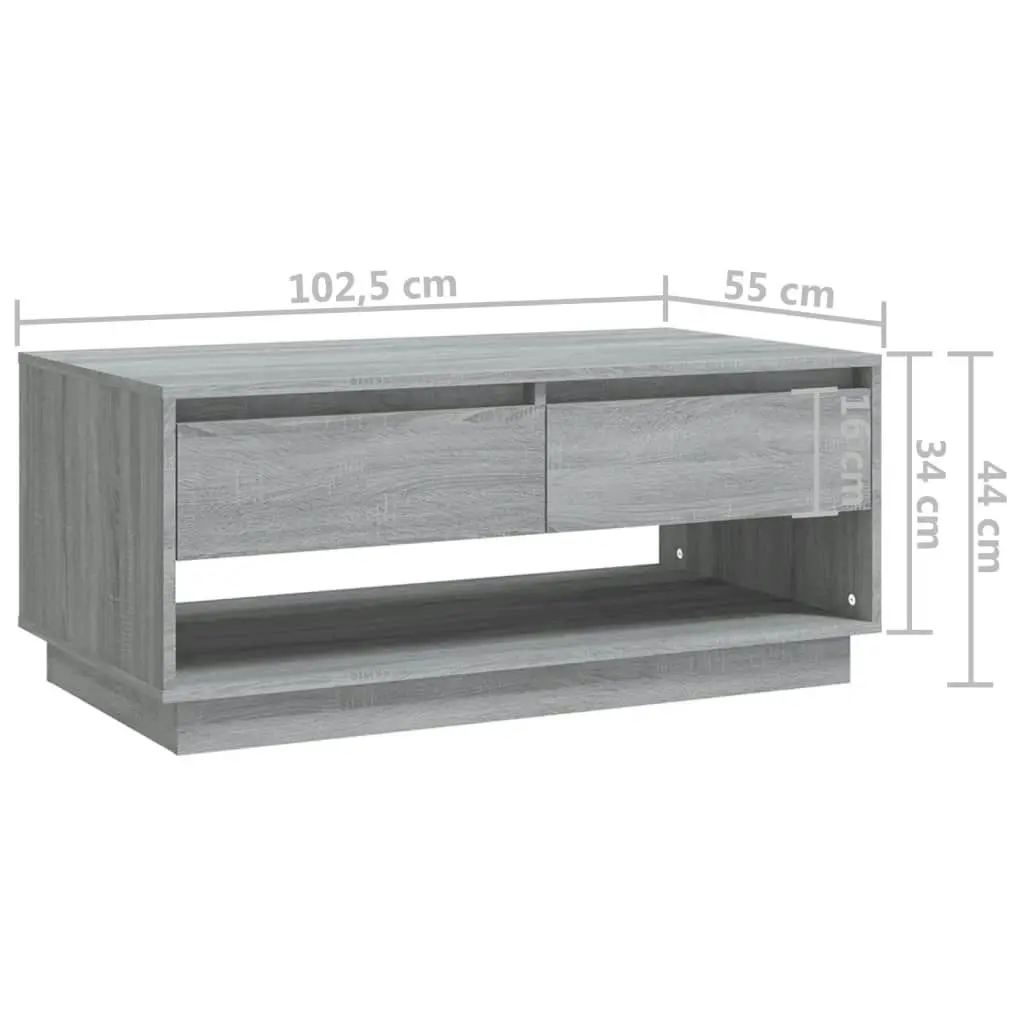 Coffee Table Grey Sonoma 102.5x55x44 cm Engineered Wood 812979